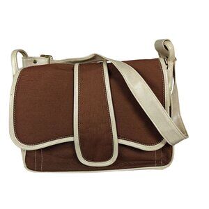 Vintage Ambassador Design Brown Beige Shoulder Bag Purse With Wallet